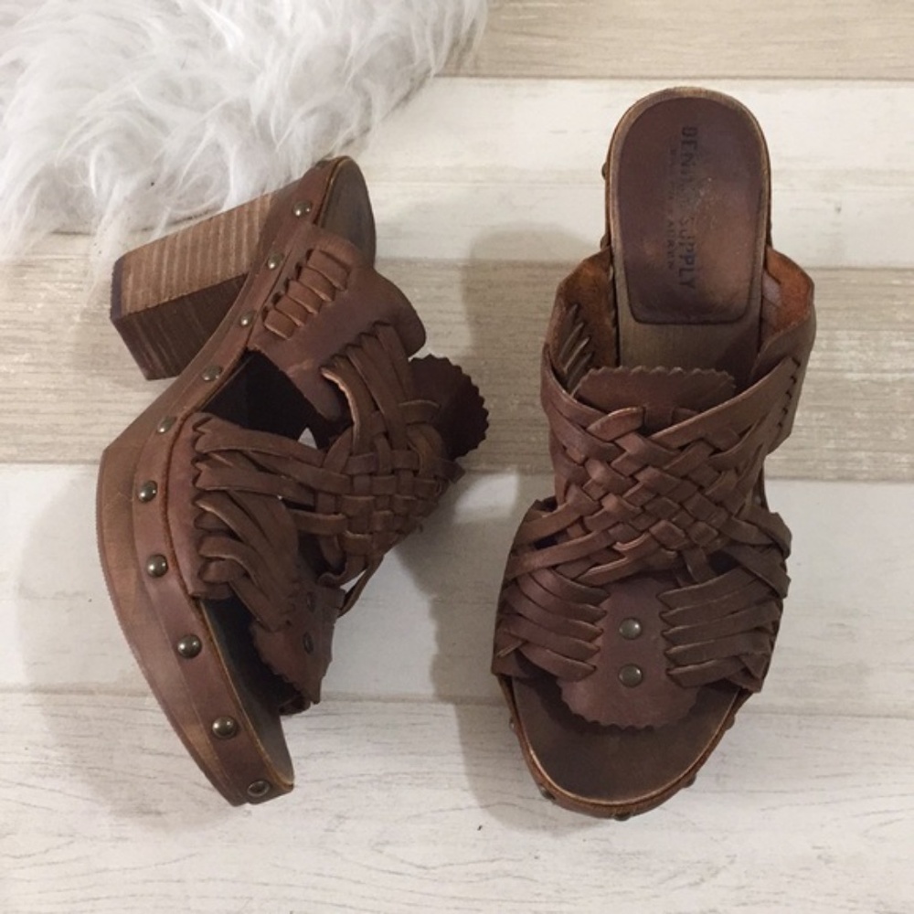 Ralph Lauren leather brown heel woody clogs sandal